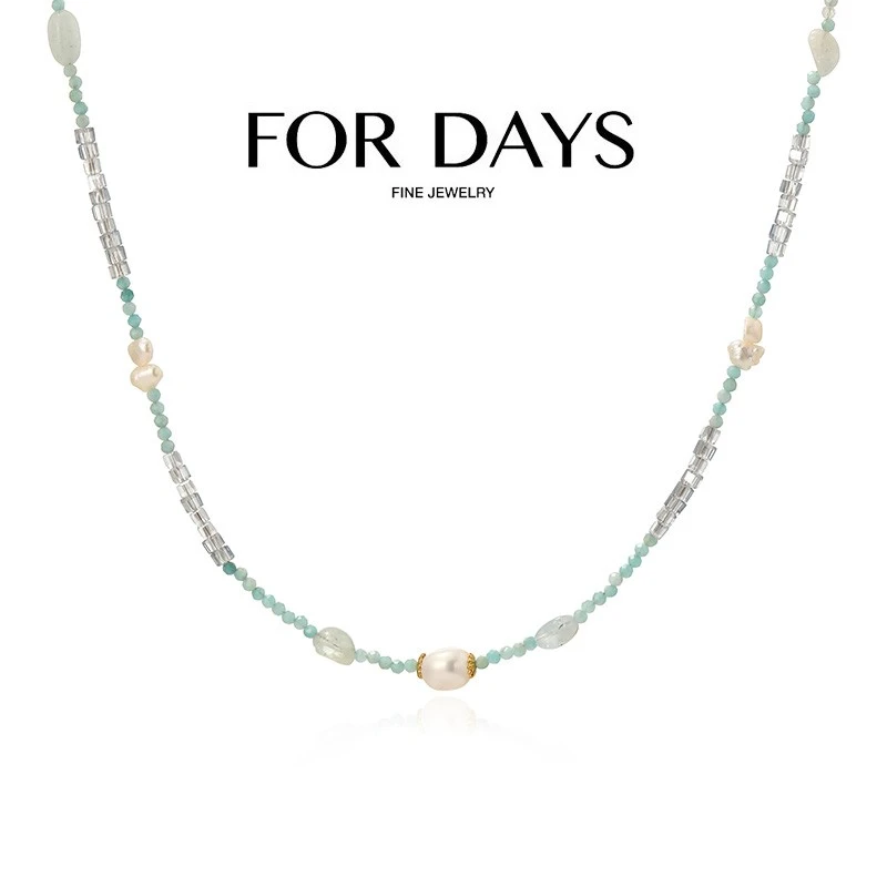 FOR DAYS 铜合金项链 时尚甜美蓝色串珠项链