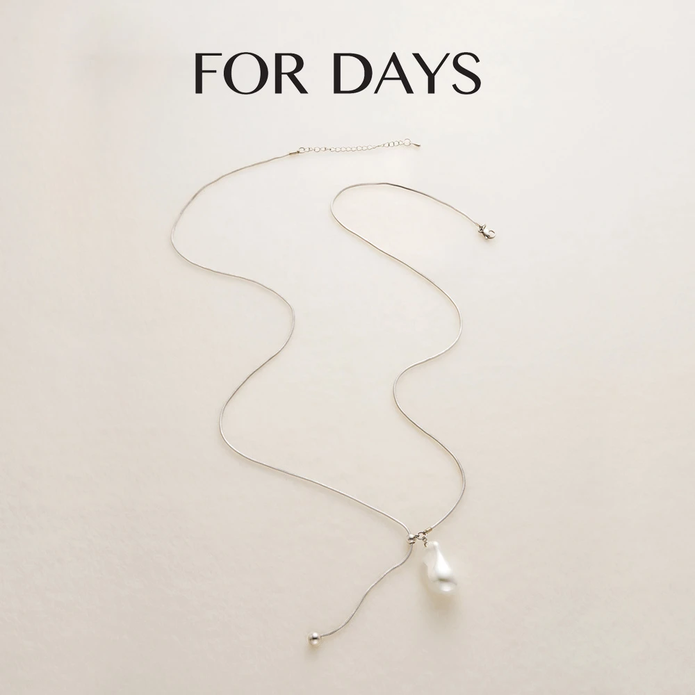 FOR DAYS 铜合金项链 可调节不规则巴洛克施家贝珠项链