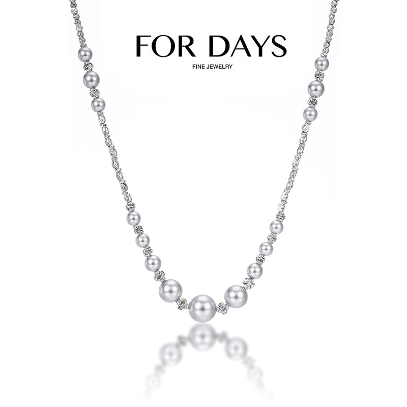 FOR DAYS 铜合金仿珍珠项链  精致闪耀切花施家珠珠项链