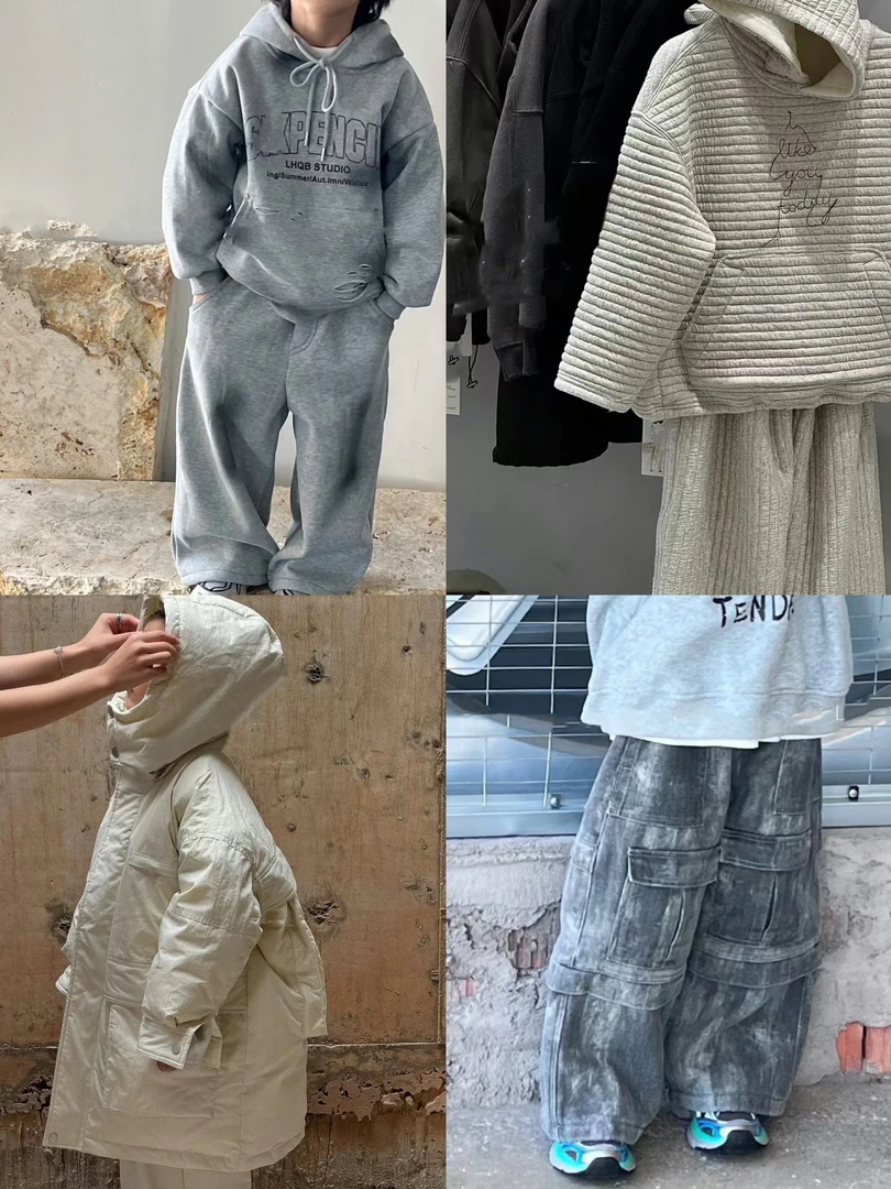 A074-A090【品牌集合】2024冬款加厚新款儿童上衣 裤子