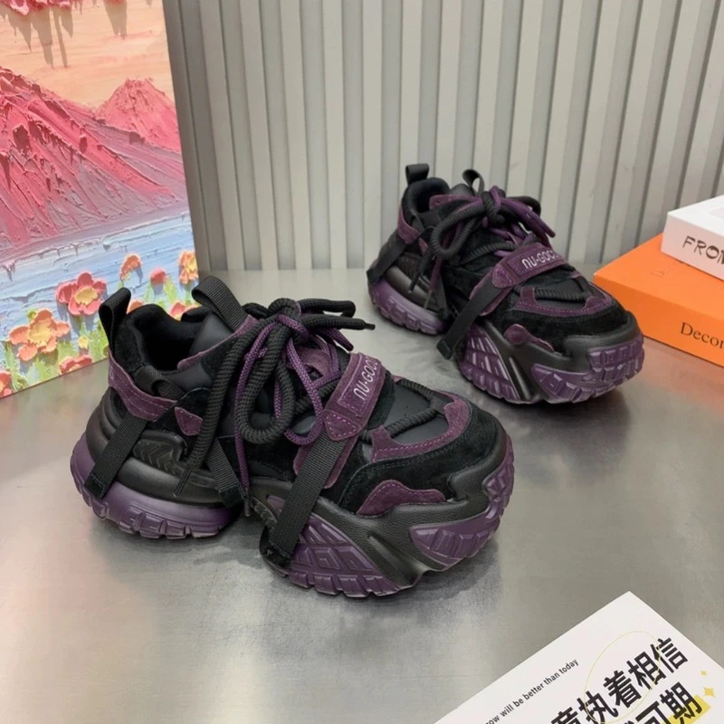 【非凡大师】复古风厚底增高老爹鞋女款2024春季新款系带运动鞋