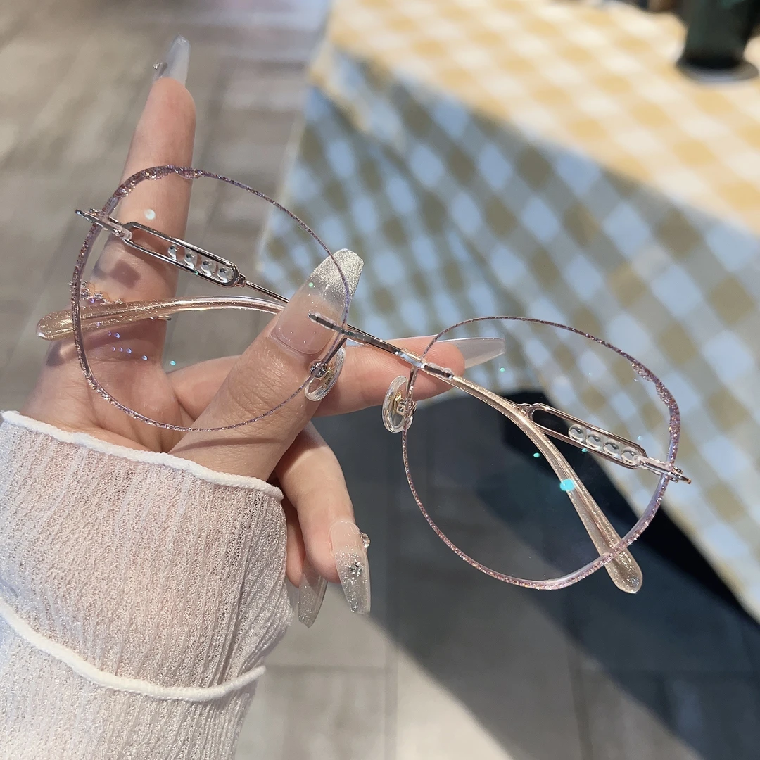 【单副】琉璃山茶 无边框女款新款上新 气质百搭超轻可做近视散光