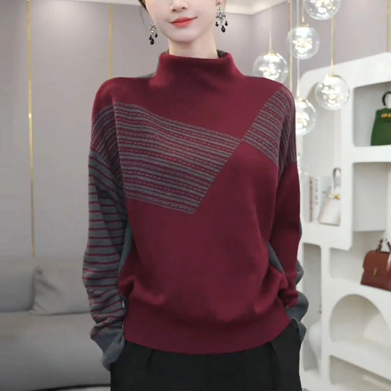 秋冬新款两面穿别致设计感上衣大码女装时尚洋气显瘦立领针织衫潮