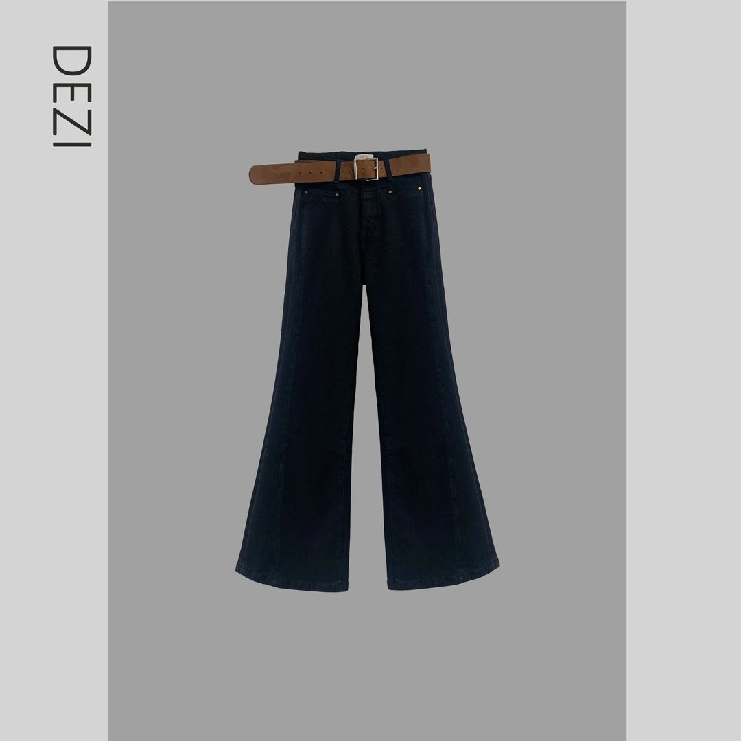 DEZI百搭神裤舒适显瘦休闲抓绒女微喇牛仔裤LS6216088