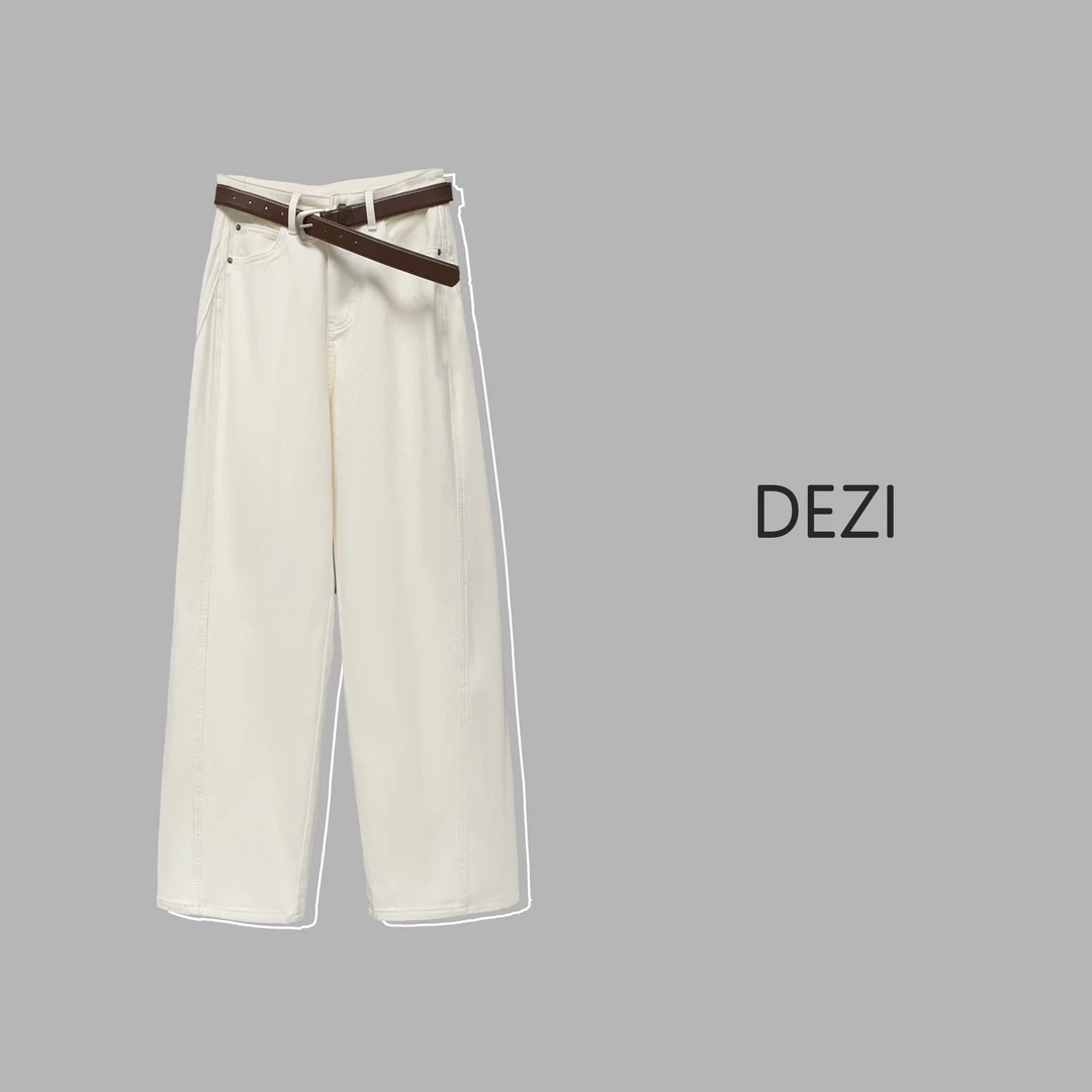 DEZI百搭神裤女潮流显瘦显腿长加绒阔腿牛仔裤LS20333088