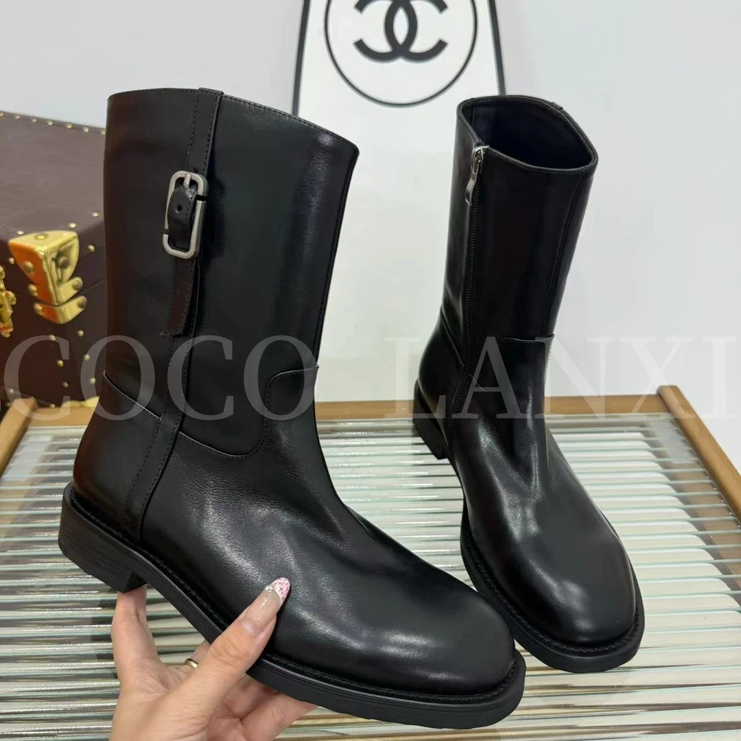 【COCO LANXI】时尚百搭女士黑色秋冬中筒马丁靴24XZ470LX