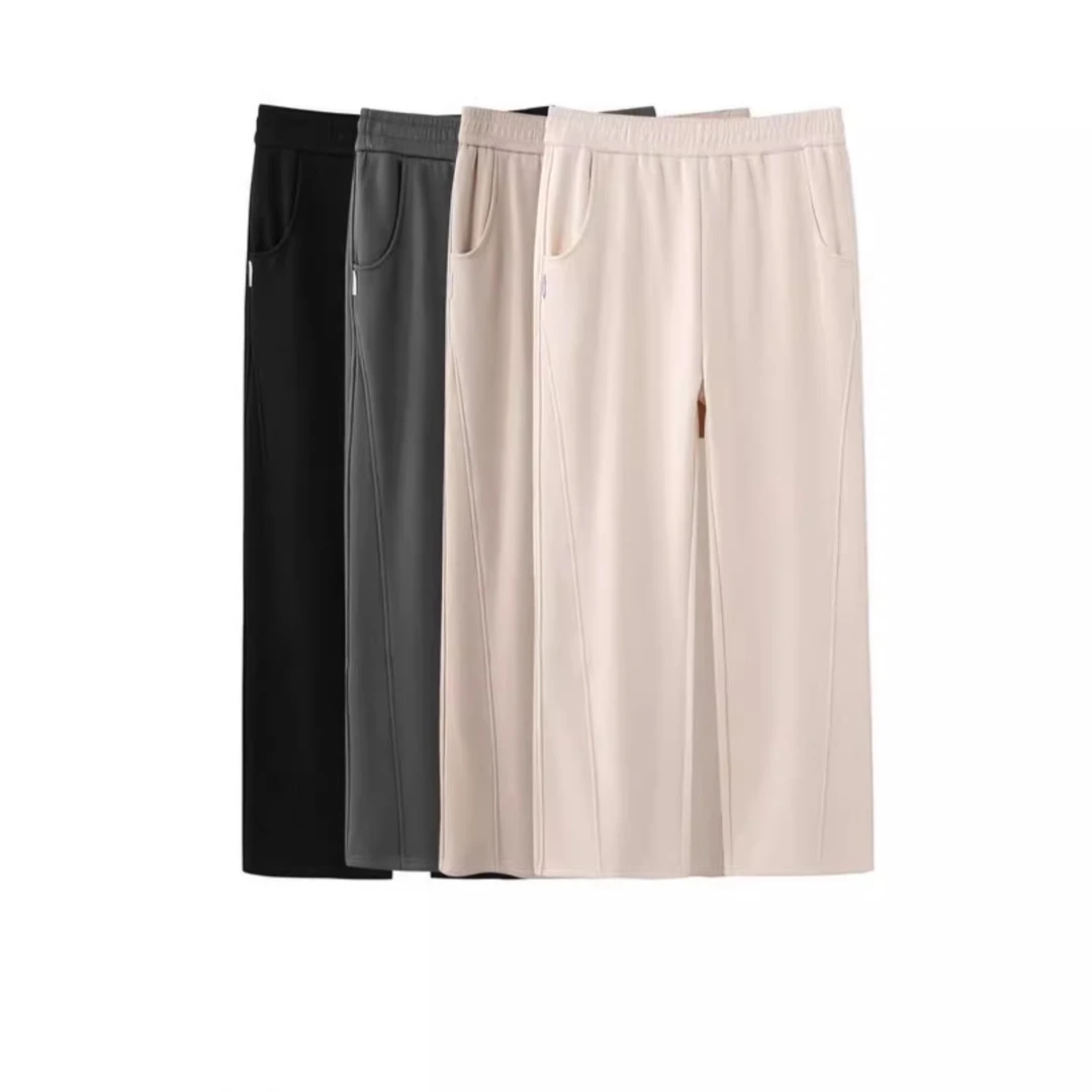 大码女装休闲裤时尚简约胖mm宽松显瘦加绒保暖气质百搭秋季