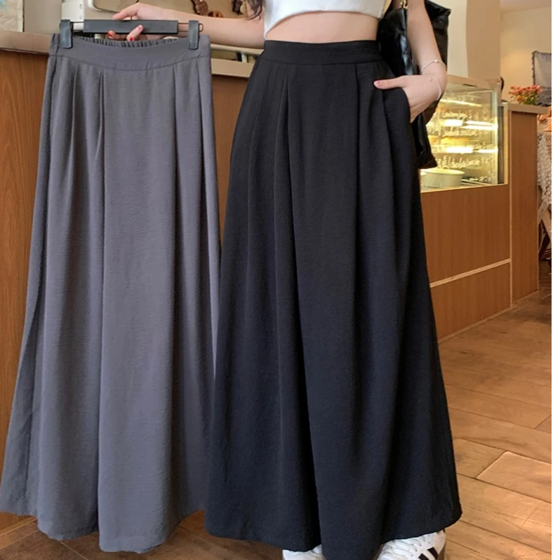 2024夏装新款胖mm大码女时尚百搭显瘦高腰A字阔腿裤裙裤20037