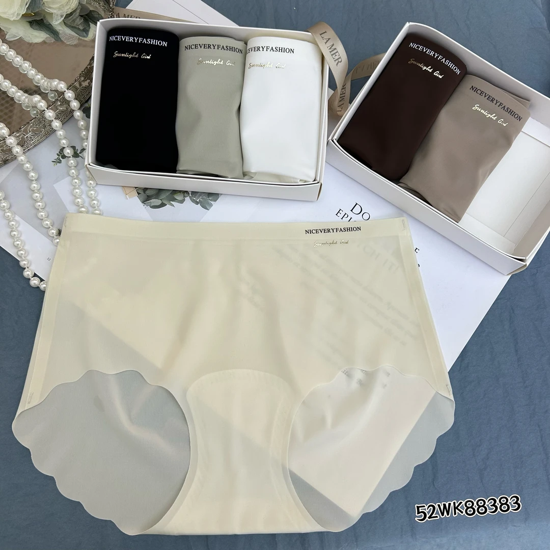 3条装 抹茶可可 中腰大包臀无痕提臀薇娅女士内裤