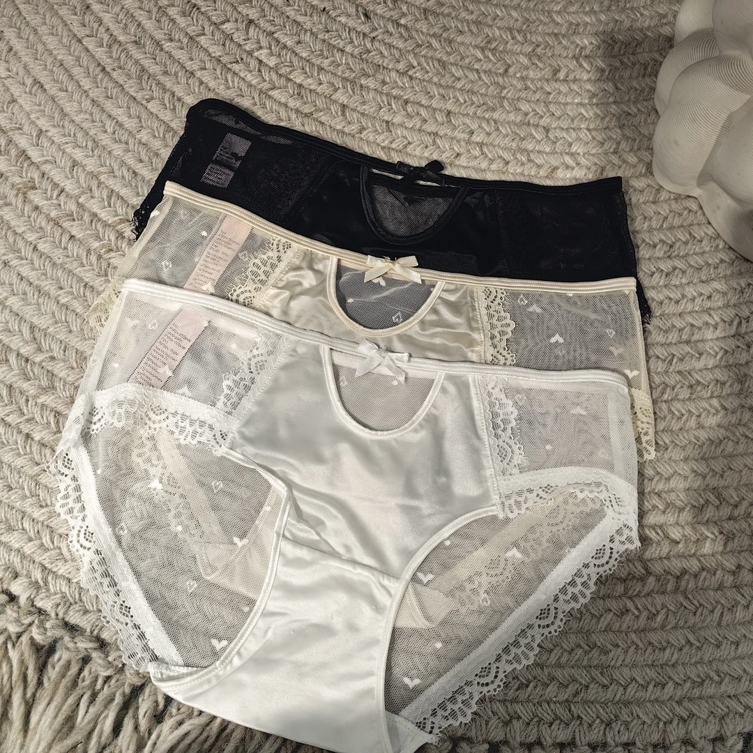 2133爱心点点女士中腰纯欲风蕾丝三角内裤