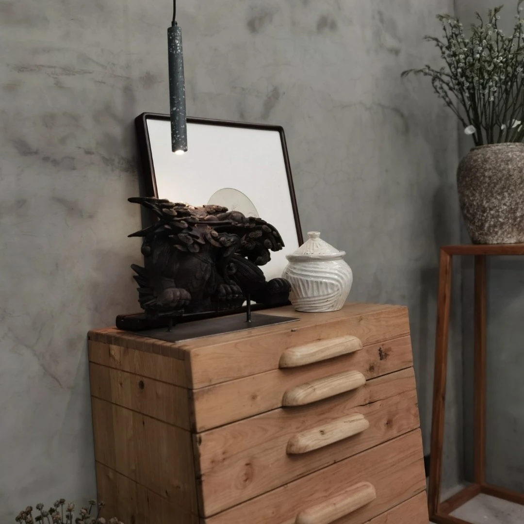 原木风设计感五斗柜