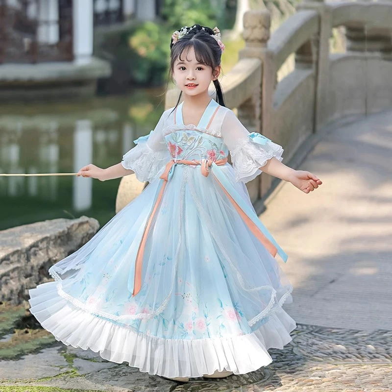 女童汉服2025新款中国风古风裙子儿童薄款古装连衣裙夏季超仙唐装