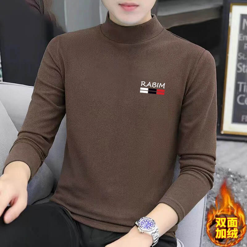 秋冬季半高领保暖内衣男士双面德绒长袖T恤打底衫新款百搭韩版潮