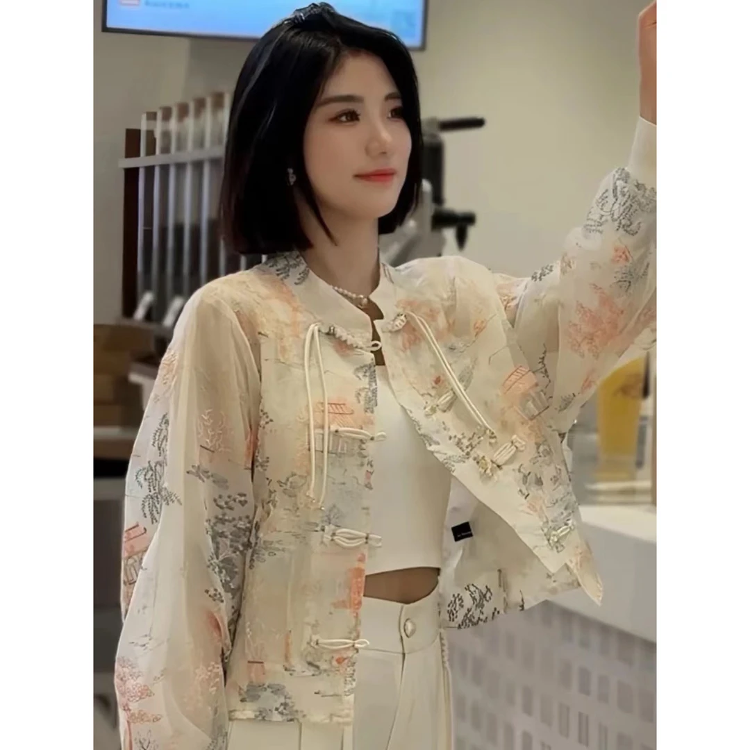 Y46夏季薄款刺绣外套女新中式国风新款设计感爆款防晒衣春夏上衣