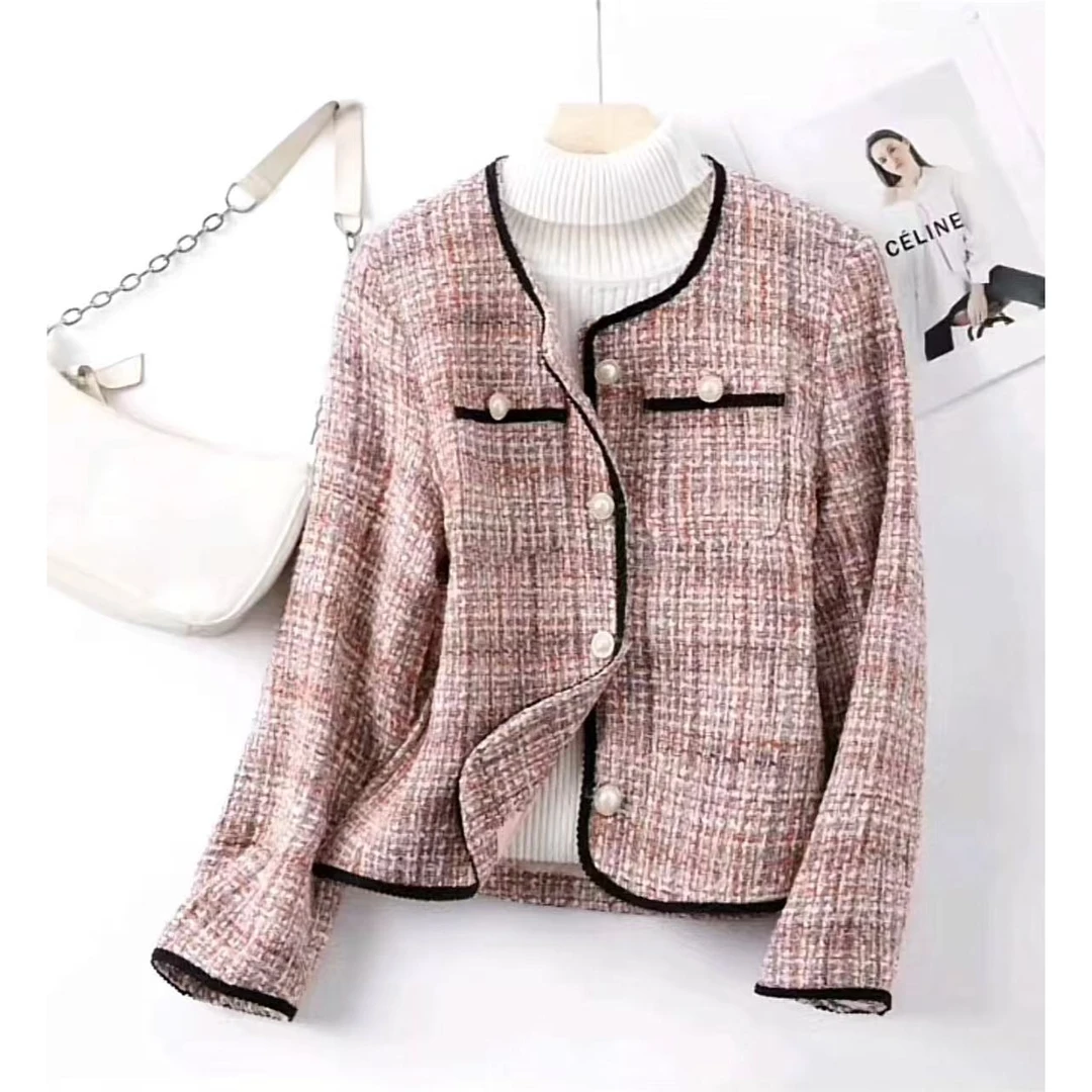 C23冬新款法式复古小香格纹上衣百褶裙斤胖时髦