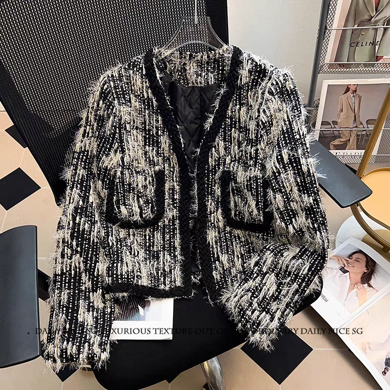 C33春季新款小香风V领外套女高级设计感气质百搭韩版