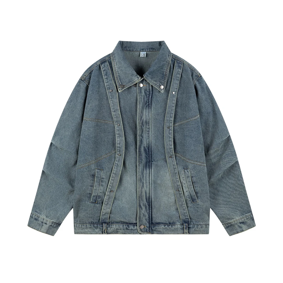 【福利 NO退NO换】复古水洗做旧宽松街头男女同款翻领牛仔夹克外套