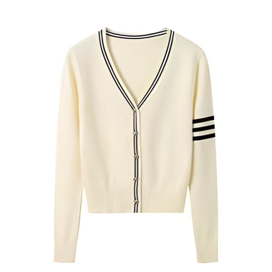 针织开衫V领女2024春秋季新款毛衣百搭外穿小香风外搭高级感上衣