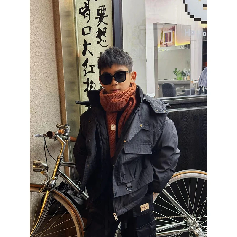 帅晨晨【格调主义】保暖羽绒服户外防风连帽外套保暖学生外套23409