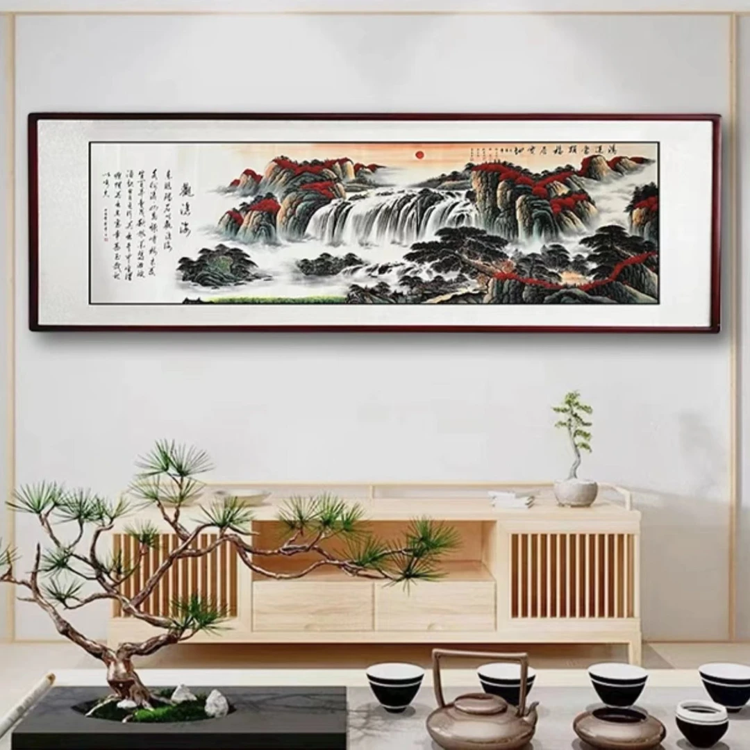 六位老师联手绘画，鸿运当头福居宝地，纯手绘，长度三米六传统作品