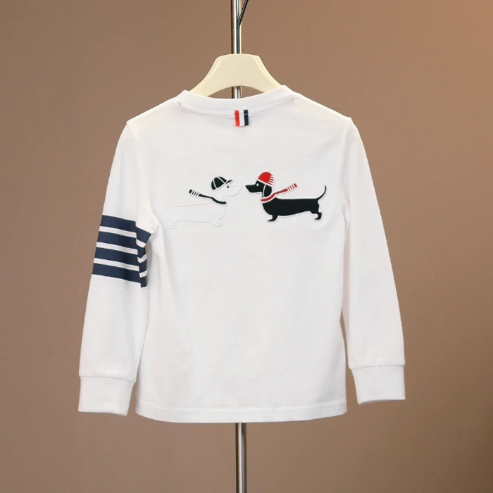 【秋季新品】儿童秋季男女童鸳鸯刺绣腊肠狗纯棉长袖T恤D355217