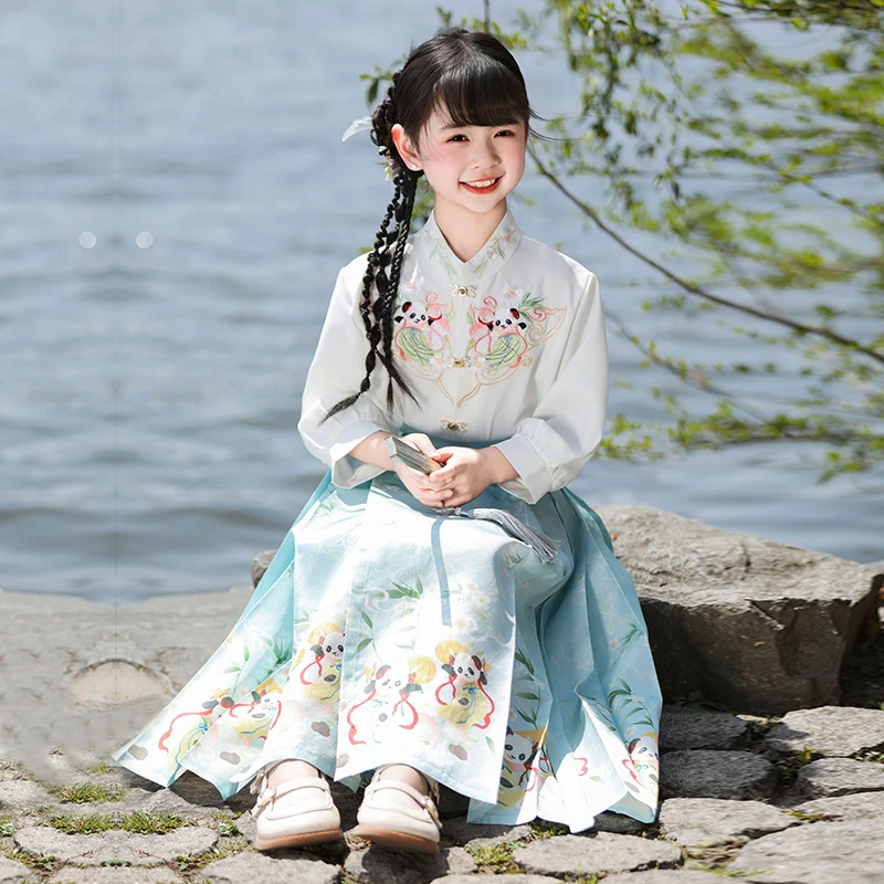 女童新中式马面裙套装2024新款夏季儿童古装汉服小女孩中国风唐装