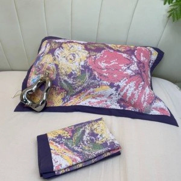 F【枕巾-花野】52*78cm一对两条多层纱纱布枕巾