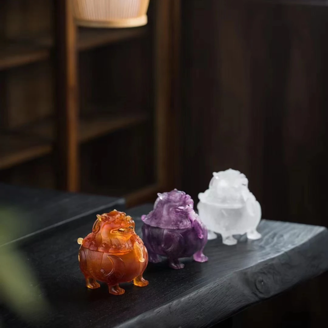 狻猊炉 琉璃摆件/ 琉璃香炉