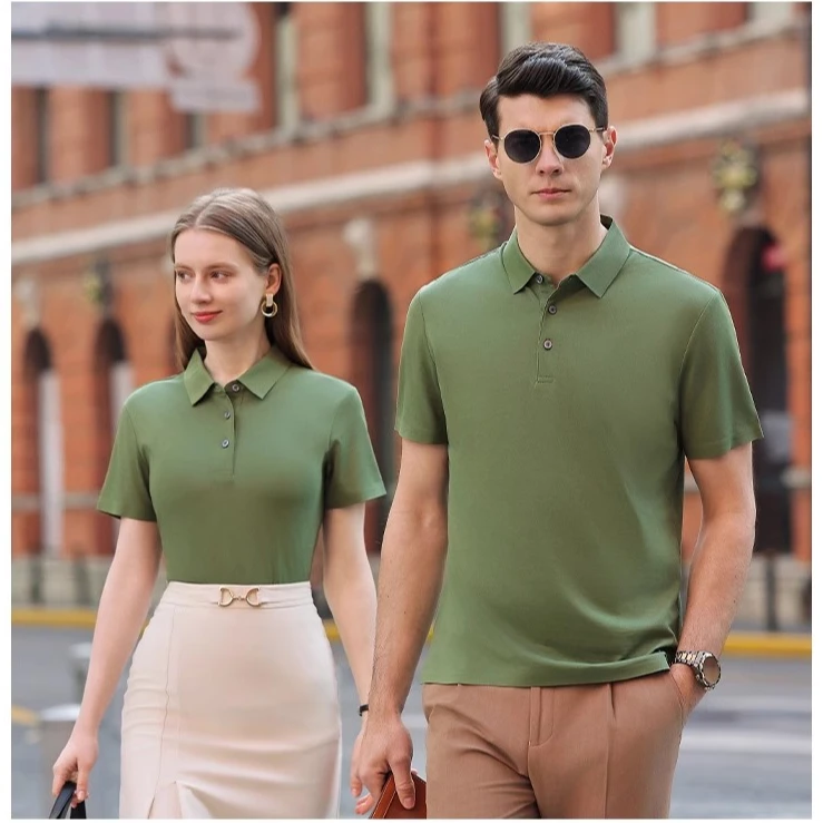 无痕5A抗菌翻领polo衫夏季运动服休闲上衣半袖纯色时尚情侣男士