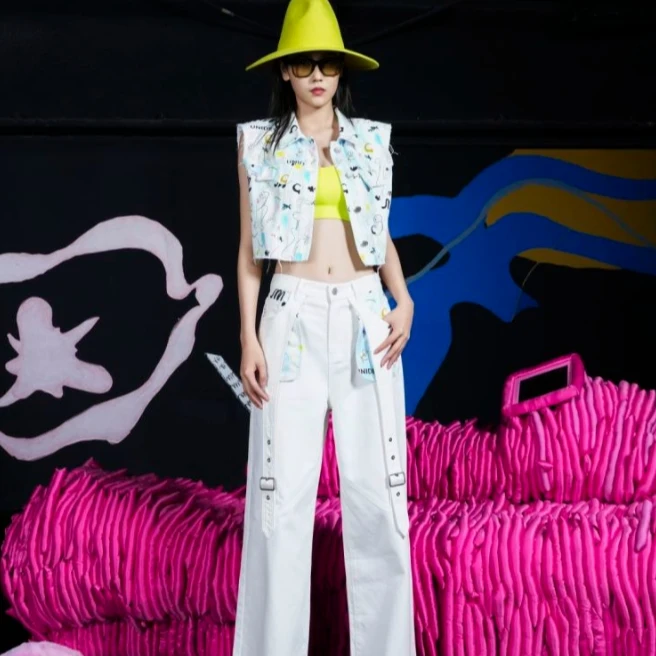 UNIDES-X春季艺术家套装新款艺术联名拼长裤夏季宽松时尚个性yc