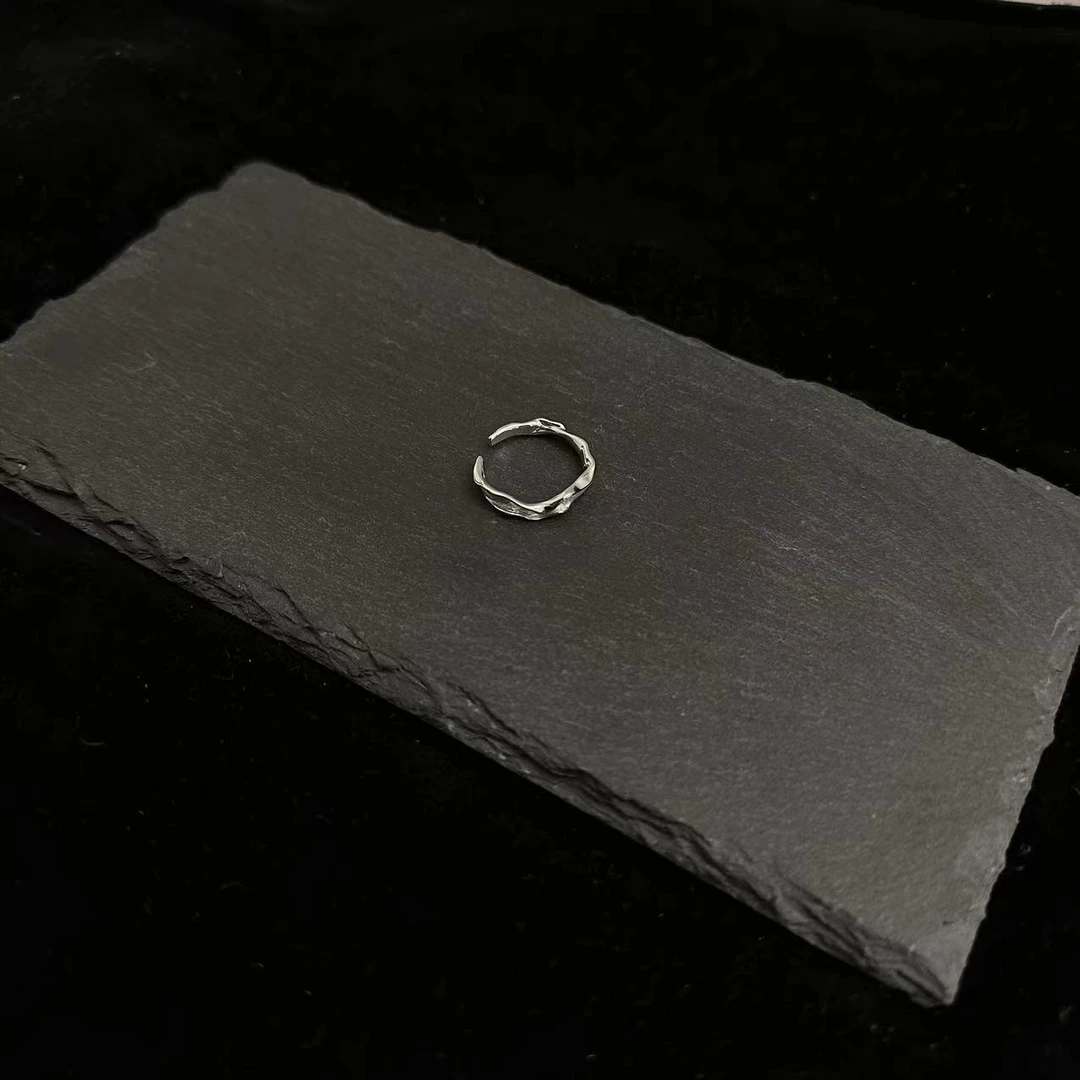 925银戒指 R&Y 通体银 | 小众设计气质款卷边窄戒