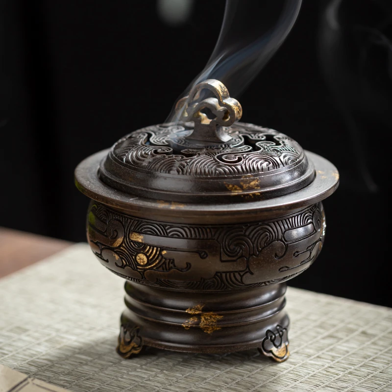 铜香炉禅意创意仿古手作云鼎熏香炉家用室内香道茶道摆件盘香炉