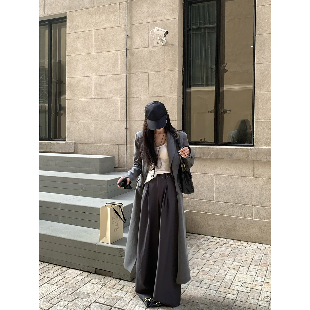 安酒月【云层幽禁】高级感灰色西装外套秋季收腰沙漏大衣AJ4GSD10