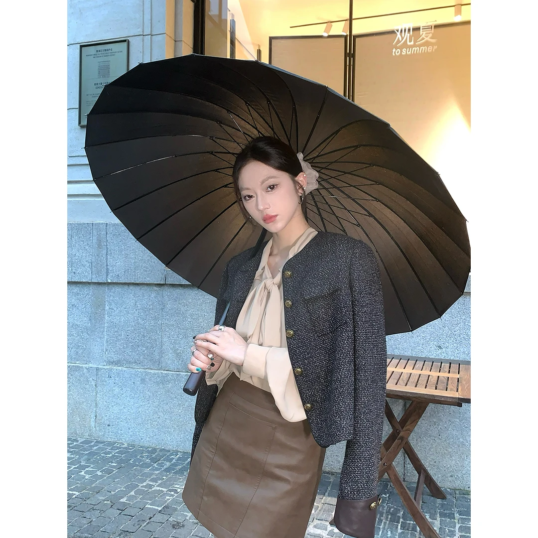 安酒月【费尔蒙德】秋季编织小香外套女圆领设计感拼接AJ4HSW10