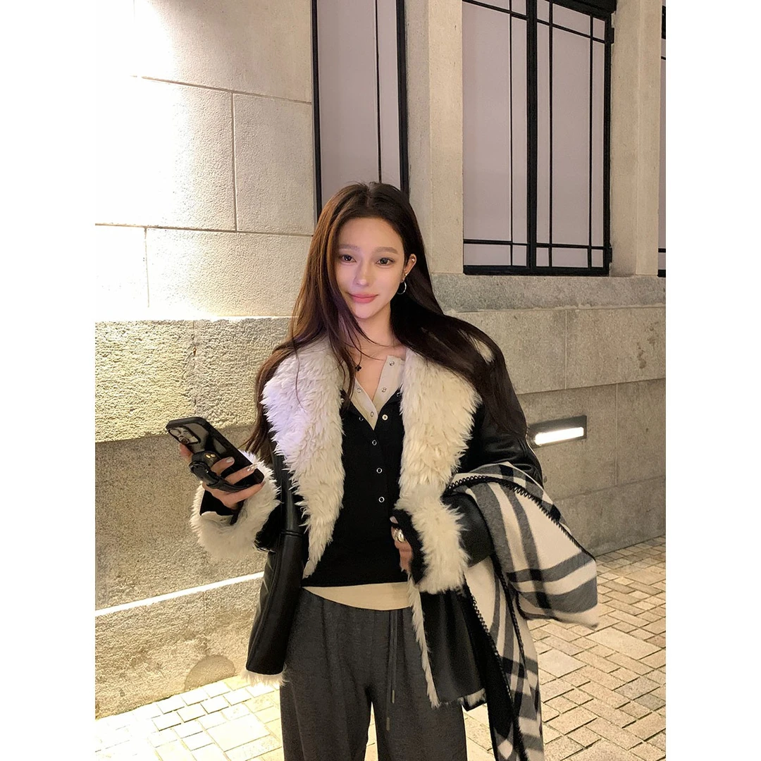 安酒月【极夜星辰】冬季新款皮毛外套托卡大翻领加厚女AJ4IPW14