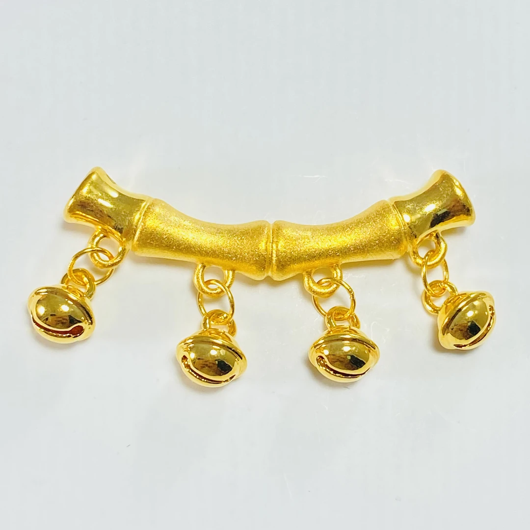 足金999 黄金竹节铃铛弯管  1.28