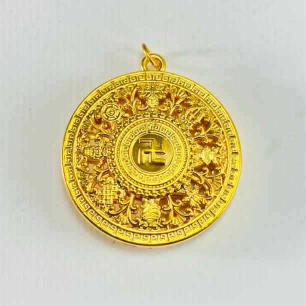 足金999黄金吊坠八宝罗盘