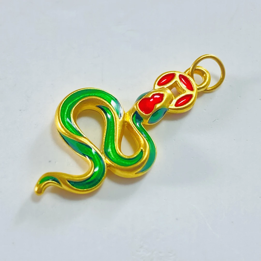 足金999 非遗珐琅福禄钱币灵蛇 0.48