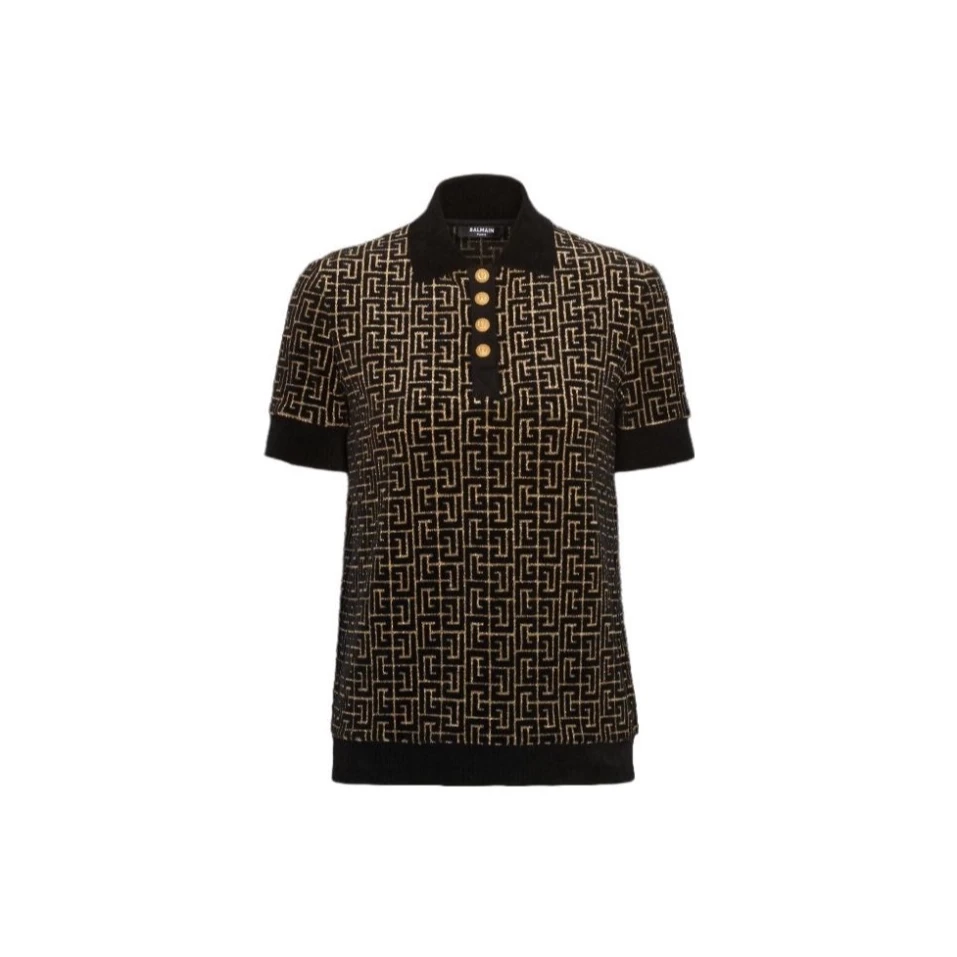 全新未使用 BALMAIN/巴尔曼 小花汤汤/TP030150/满印短袖Polo衫