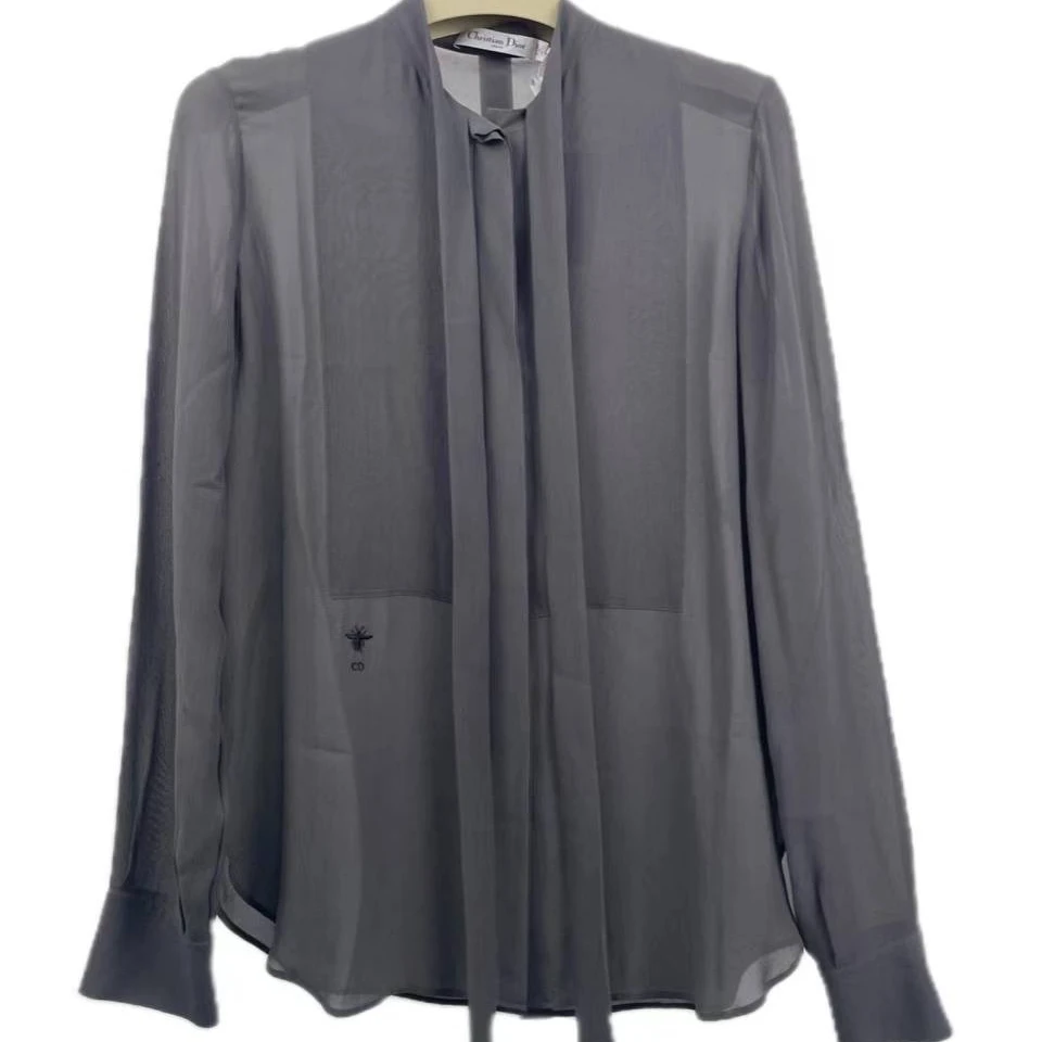 99新 DIOR/迪奥 P224933285/纯色衬衫 灰紫色 38