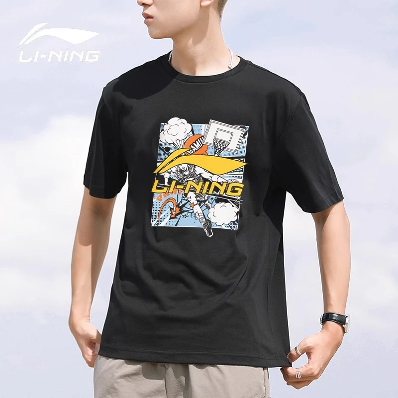 李宁短袖男女同款T恤夏季休闲透气印花百搭情侣运动上衣潮流半袖
