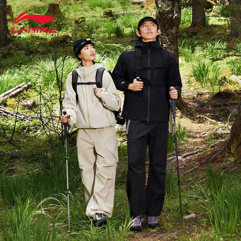 李宁冲锋衣万龙甲男女同款防暴雨级登山户外露营夹克宽松连帽外套