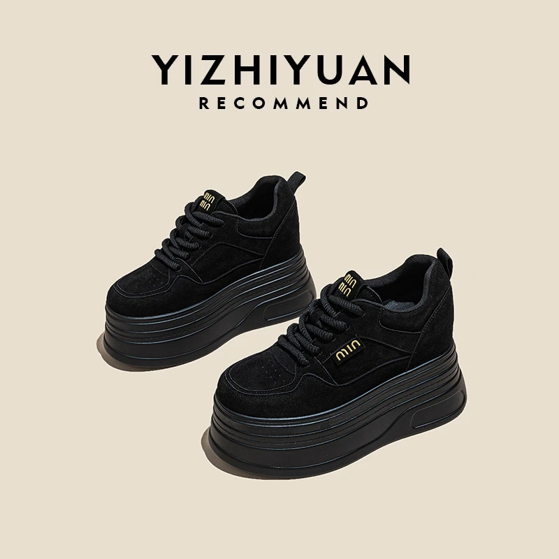 逸芝媛2024时尚运动百搭休闲舒适板鞋厚底增高10.5cm女鞋8330-3