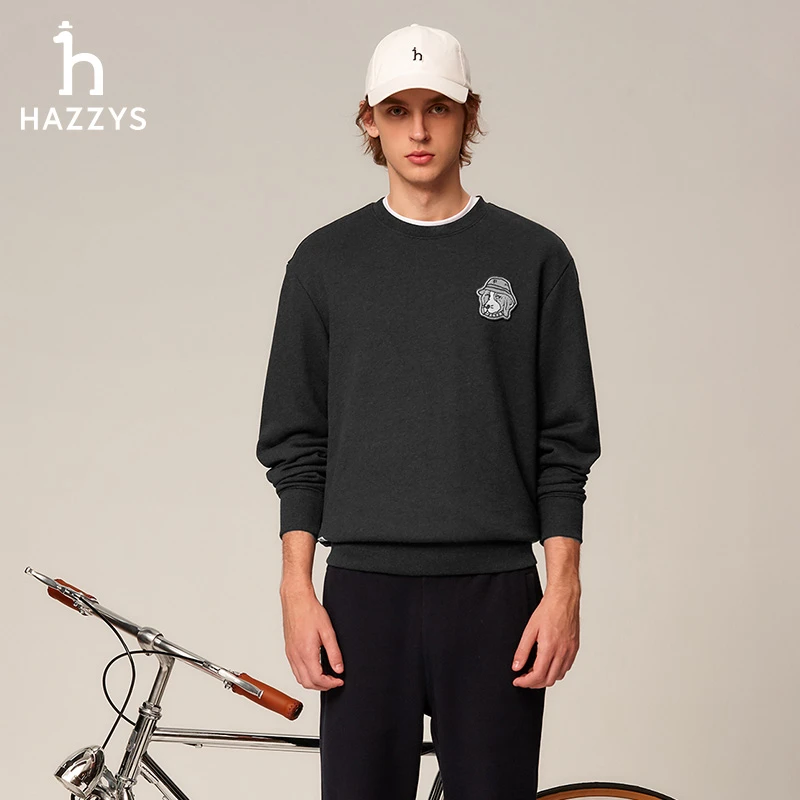 【PHIZ系列】Hazzys/哈吉斯秋季男上衣长袖T恤运动舒适时尚休闲卫衣