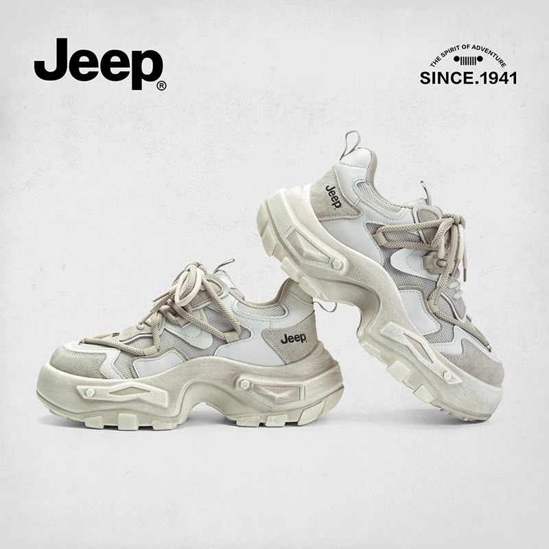 JEEP/吉普运动鞋女款秋冬跑步鞋厚底休闲女户外徒步复古老爹鞋女