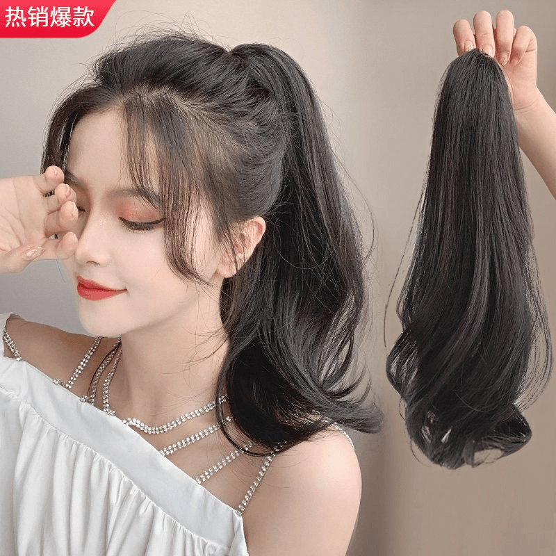 抓夹高马尾微卷女梨花卷发自然短款高马尾仿真发辫子短发尾马尾辫