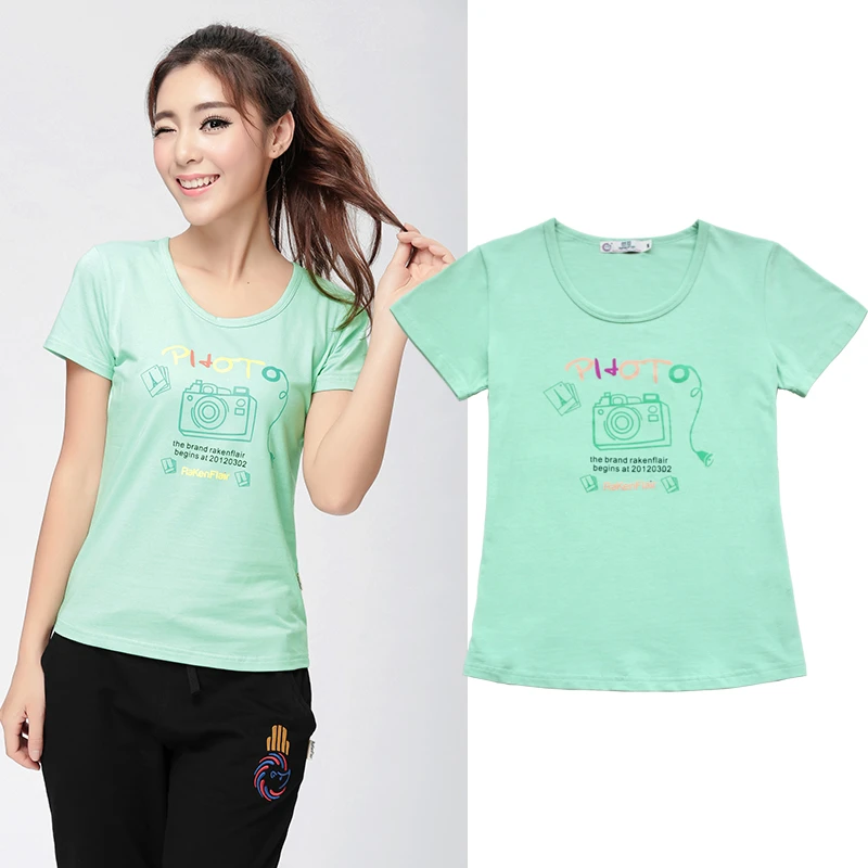 圆领t恤女夏季短袖印花休闲宽松大码显瘦百搭学生棉质半袖体恤