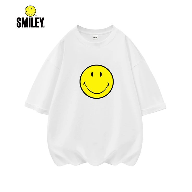 SMILEY 法国笑脸宽松圆领落肩短袖T恤情侣休闲男女同款DY4322479W