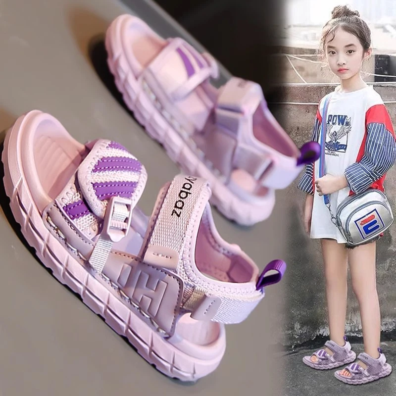 ABC儿童运动凉鞋2024夏季新款男童中大童沙滩鞋女童防滑软底鞋子