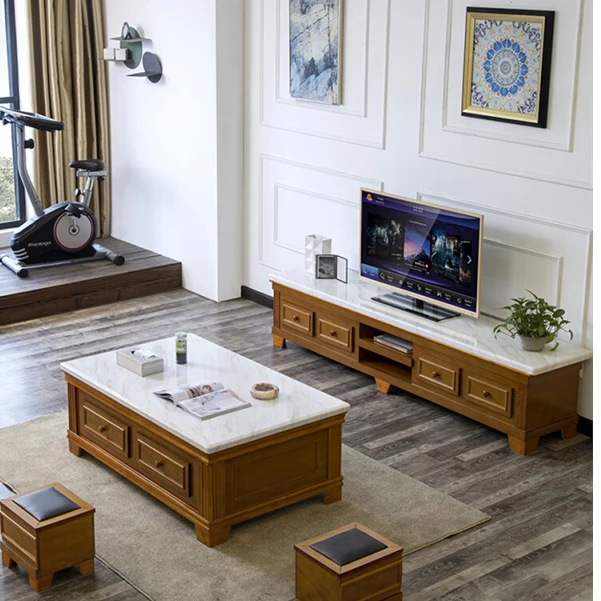 西藏新疆包邮大小户型大理石面茶几电视机柜组合茶几桌子客厅家用